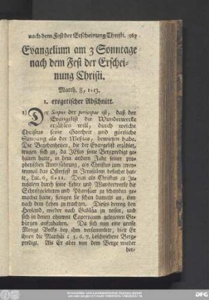 Evangelium am 3 Sonntage nach dem Fest der Erscheinung Christi. Matth. 8, 1 - 13.