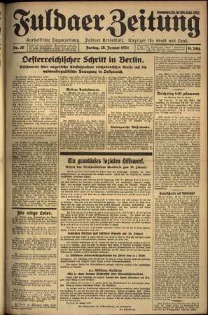 Erste Ausgabe vom Freitag, den 26. Januar 1934.