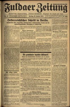 Erste Ausgabe vom Freitag, den 26. Januar 1934.
