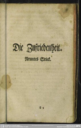 Die Zufriedenheit. Neuntes Stück