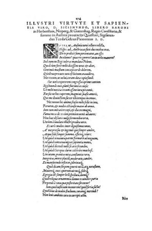 Illustri virtute et sapientia viro, d. Sigismundo, Libero Baroni in Herberstain ...