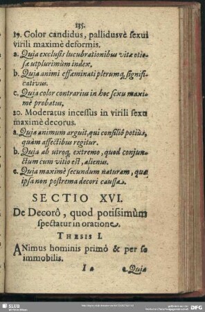Sectio XVI. De Decoro, quod potissimum spectatur in oratione
