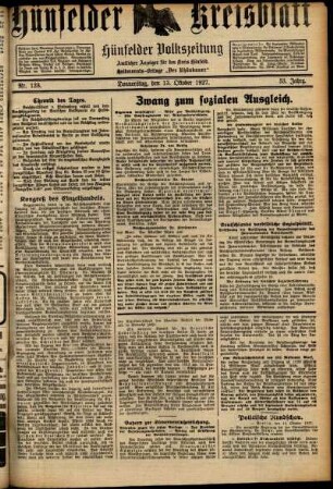 Ausgabe vom Donnerstag, den 13. Oktober 1927.