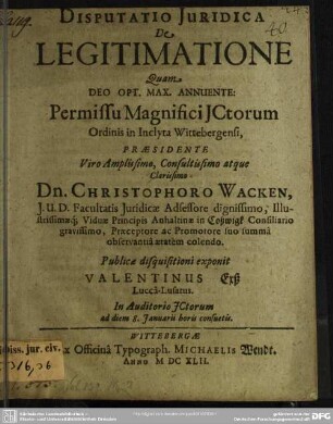Disputatio de legitimatione