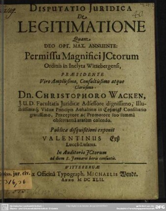 Disputatio de legitimatione