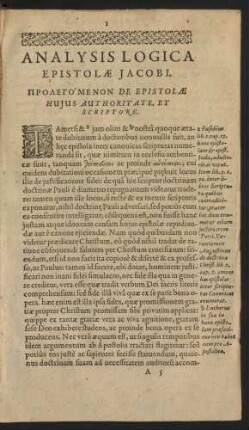 Prosepomenon De Epistolae Huius Authoritate, Et Scriptore.