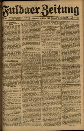 Erste Ausgabe vom Donnerstag, den 11. März 1920.