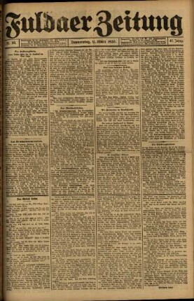 Erste Ausgabe vom Donnerstag, den 11. März 1920.