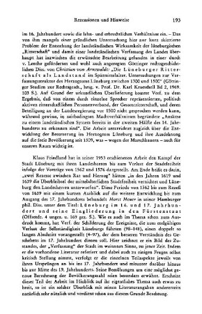 Heuer, Horst :: Lüneburg im 16. und 17. Jahrhundert und seine Eingliederung in den Fürstenstaat : Hamburg, 1969
