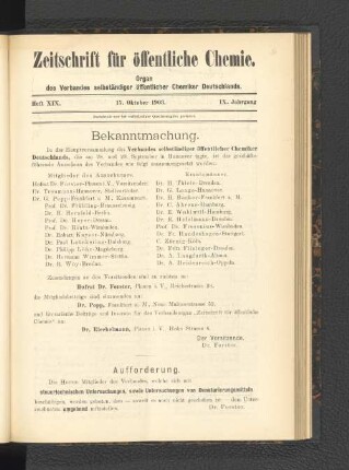 Heft XIX. 15. Oktober 1903.