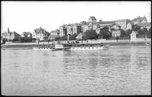 Meißen. Niederfähre mit Elbe und Dampfer Bodenbach