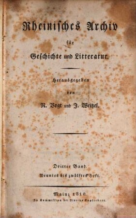 Rheinisches Archiv für Geschichte und Litteratur, 3. 1810