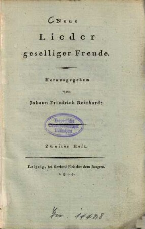 Neue Lieder geselliger Freude, 2