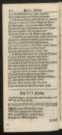 Der XCI. - C. Psalm. = Psalmus XCI. - C.