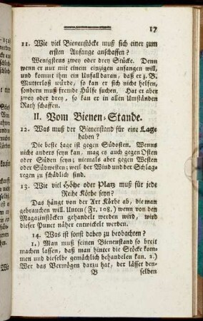II. Vom Bienen-Stande.