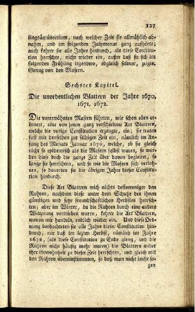 Sechstes Kapitel. Die unordentlichen Blattern der Jahre 1670, 1671, 1672.
