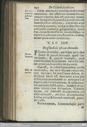Cap. XXIV. De glandulis plexus choroidis