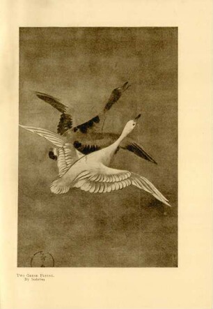 Two geese flying. By Sotatsu