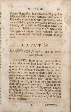 Caput IX. De officiis erga se ipsum, seu de honestate naturali.