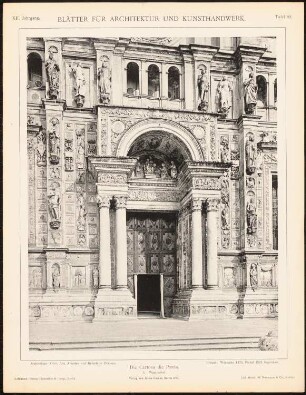 Kloster Certosa di Pavia: Ansicht Westportal (aus: Blätter für Architektur und Kunsthandwerk, 12. Jg., 1899, Tafel 82)