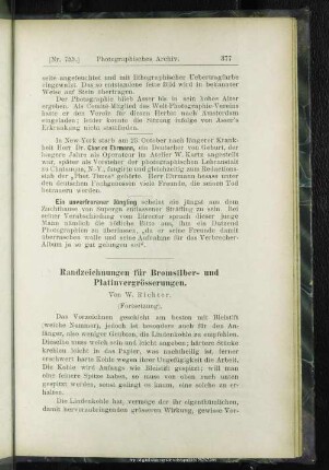 Randzeichnungen für Bromsilber- und Platinvergrösserungen