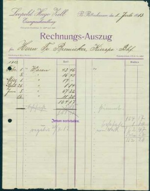 Rechnungs-Auszug