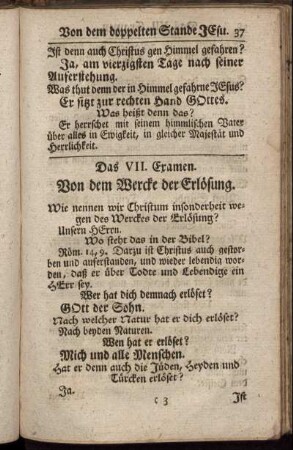 Das VII. Examen. Von dem Wercke der Erlösung
