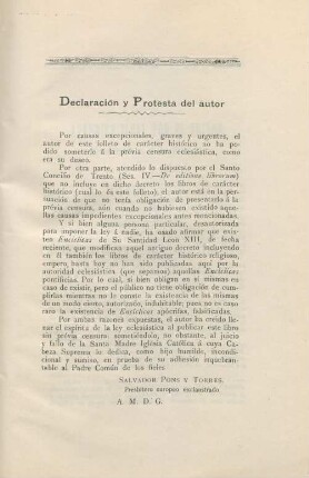 Declaración y protesta del autor