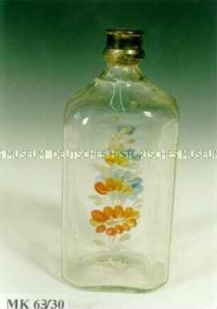 Flasche mit Zinnverschluss und Emailmalerei