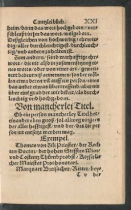 Von mancherlei Titel.