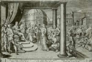 Die Königin von Saba mit Geschenken vor König Salomo