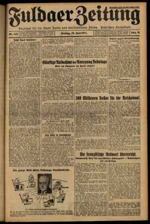 Ausgabe vom Freitag, den 26. Juni 1931.