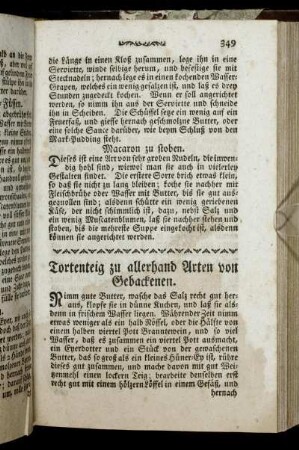 Tortenteig zu allerhand Arten von Gebackenen.