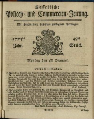 49tes Stueck, Montag den 4ten December 1775