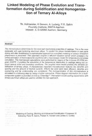 Linked modeling of phase evolution and transforming during solidification and homogenization of ternary al-alloys