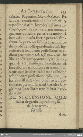De Successione Quae siebat de gradu in gradum,& de jure accrescendi. §.19