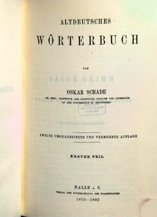Altdeutsches Wörterbuch. 1, [A - O]