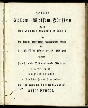 Baadens Edlem Weißem Fürsten...