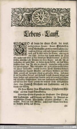 Lebenslauf : Lebens-Lauff