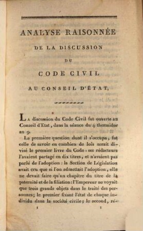 Analyse raisonnée de la discussion du Code civil au conseil d'Etat, 1