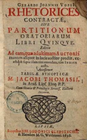 Rhetorices contractae, sive partitionum libri quinque