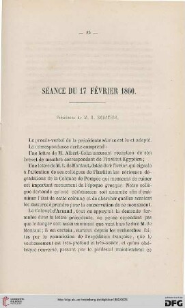 Séance du 17 février 1860