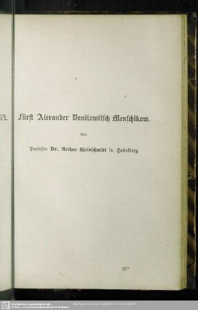 Fürst Alexander Danilowitsch Menschikow.