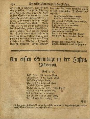 Am ersten Sonntage in der Fasten, Invocavit