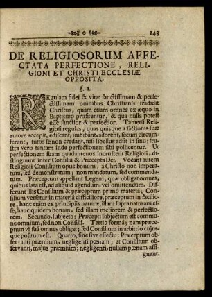 De Religiosorum Affectata Perfectione, Religioni Et Christi Ecclesiae Opposita