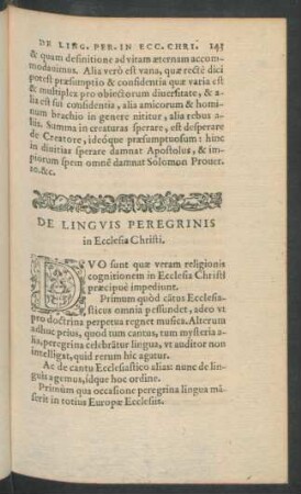 De Linguis Peregrinis in Ecclesia Christi.