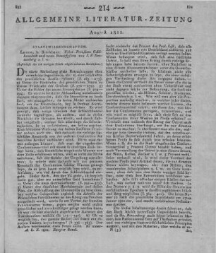Benzenberg, J. F.: Über Preußens Geldhaushalt und neues Steuersystem. Leipzig: Brockhaus 1820 (Beschluss der im vorigen Stück abgebrochenen Recension)