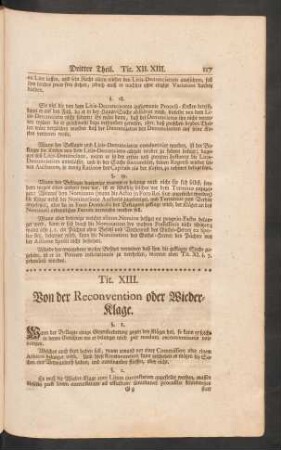 Tit. XIII. Von der Reconvention oder Wieder-Klage.