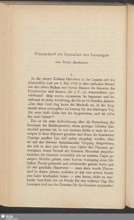 Zinzendorf als Gestalter der Losungen