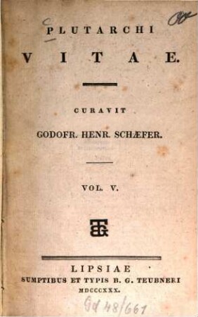 Plutarchi Vitae, Vol. 5